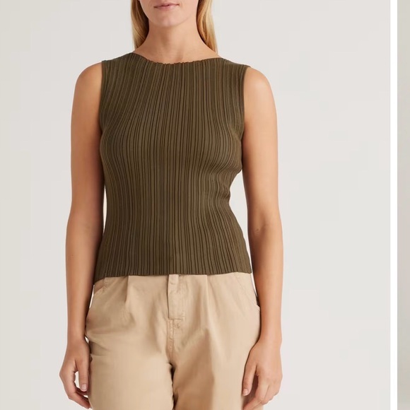 Quince Cotton Cashmere Ribbed Tank - Picture 2 of 4